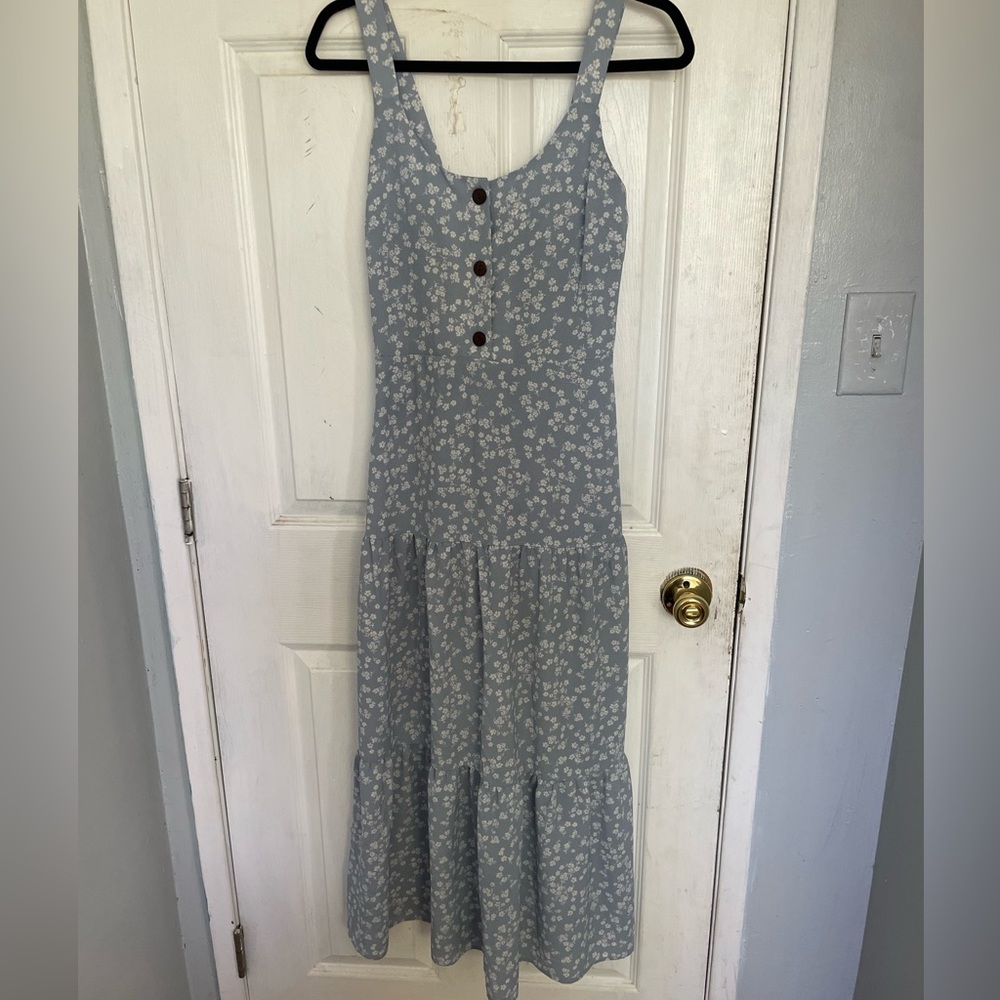 Light Blue Floral Maxi Dress